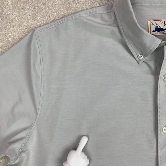 HUK Men's Kona Solid Short Sleeve Fishing Button Down Shirt Pocket Gray XXL 2XL - Picture 6 of 15